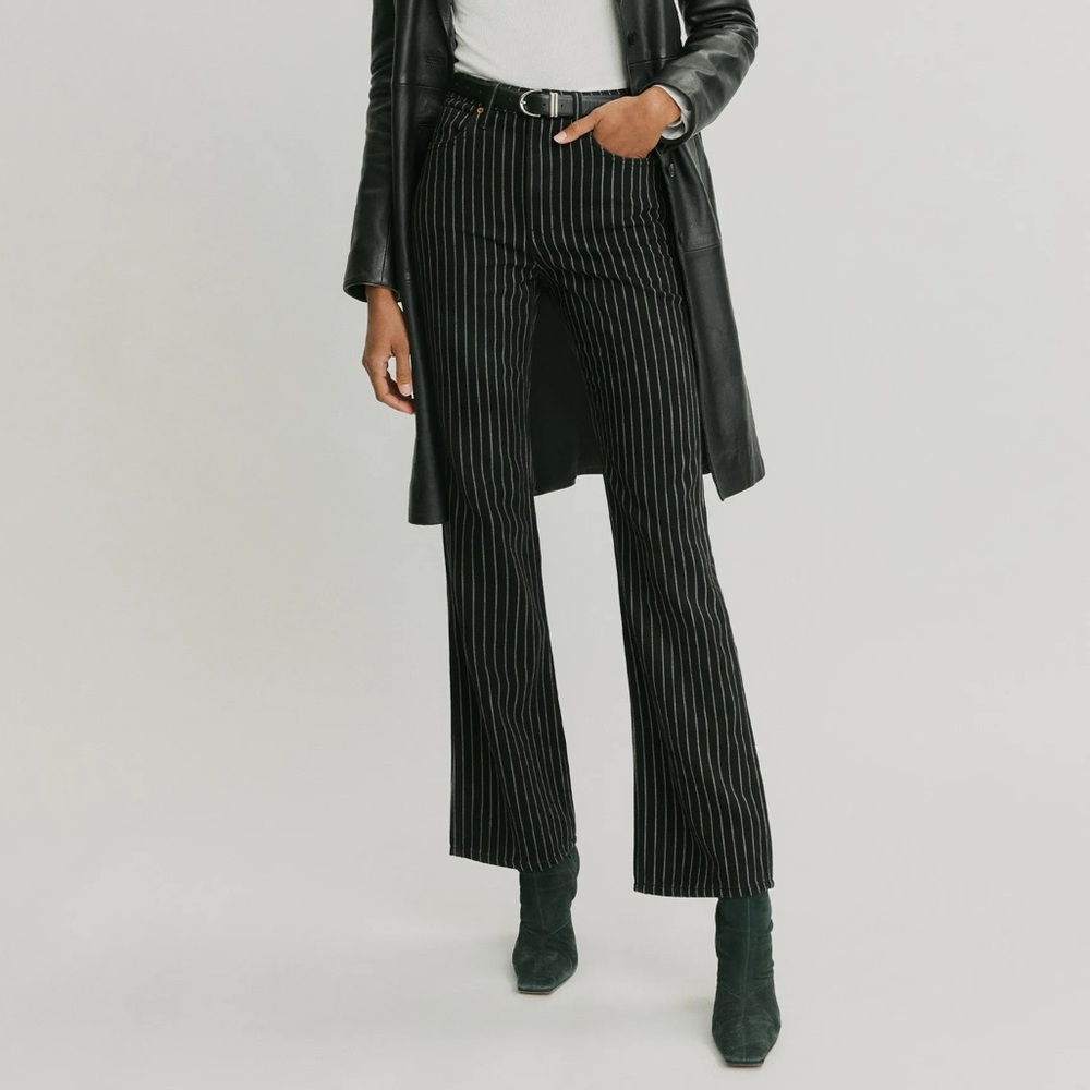 Georgia Pinstripe High Rise Flare Jeans